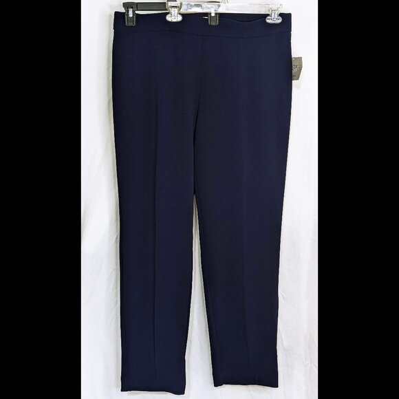 Kasper Pants - NWT KASPER Size 1X Navy Blue Stretch Pull-On Career Pants, Inseam 30